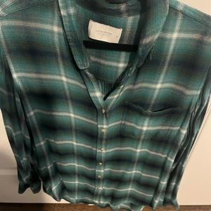 Lucky Brand Green and White Relaxed Button Down Shirt